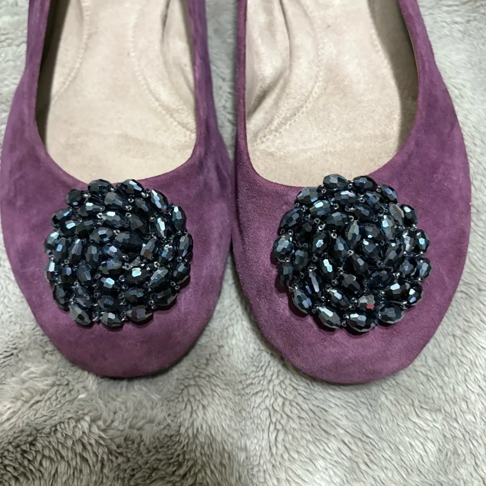 AEROSOLES Becxotic Purple Flats with Black Beaded Detail Sz.9W